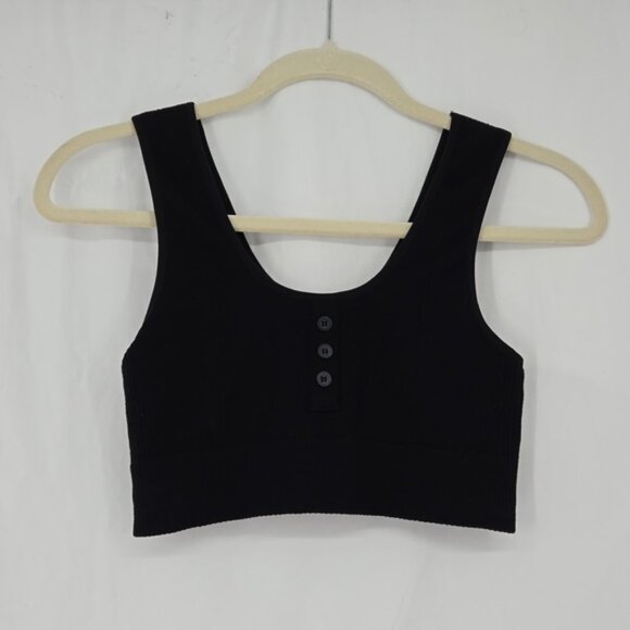 Gymshark Dames Power Down Croplette Black Power Down Sports Bra Size M - Picture 1 of 8